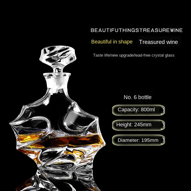 Crystal Glass Wine Red Bottle + Cups Wine Decanter Whiskey Liqour Pourer Home Bar Vodka Beer Bottle Jar Jug JR