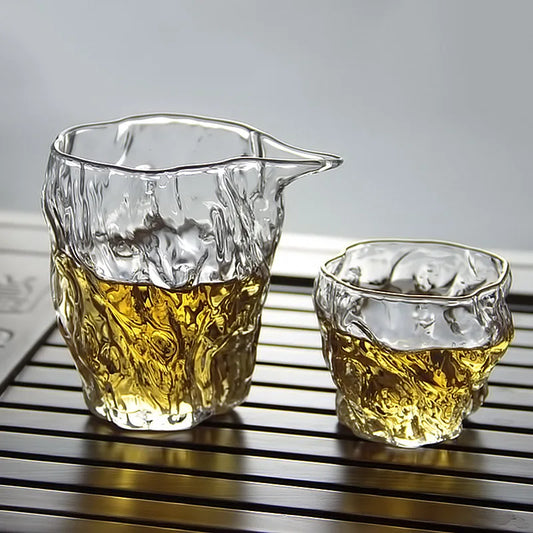 Tea Glass Cup Heat-resistant Hammer Pattern Transparent Glass Wine Whiskey Glass Mug for Bar Party Gift Japanese Sake Cup