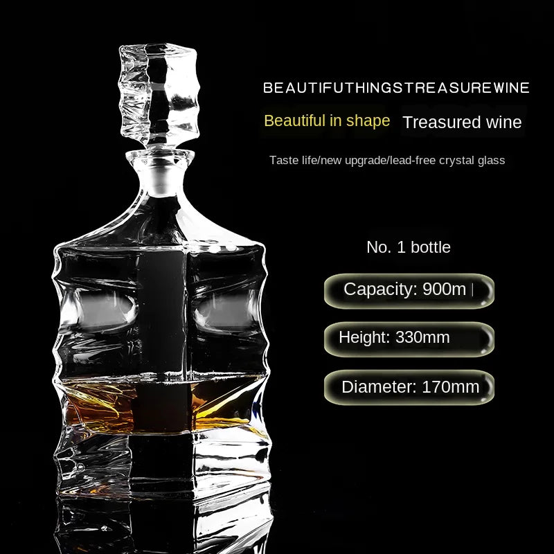 Crystal Glass Wine Red Bottle + Cups Wine Decanter Whiskey Liqour Pourer Home Bar Vodka Beer Bottle Jar Jug JR