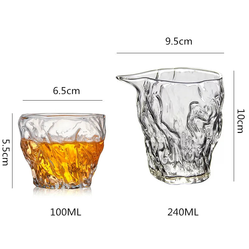 Tea Glass Cup Heat-resistant Hammer Pattern Transparent Glass Wine Whiskey Glass Mug for Bar Party Gift Japanese Sake Cup