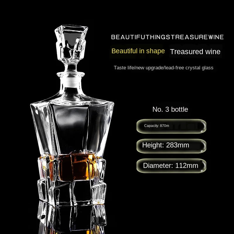 Crystal Glass Wine Red Bottle + Cups Wine Decanter Whiskey Liqour Pourer Home Bar Vodka Beer Bottle Jar Jug JR