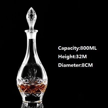 Crystal Glass Wine Red Bottle + Cups Wine Decanter Whiskey Liqour Pourer Home Bar Vodka Beer Bottle Jar Jug JR