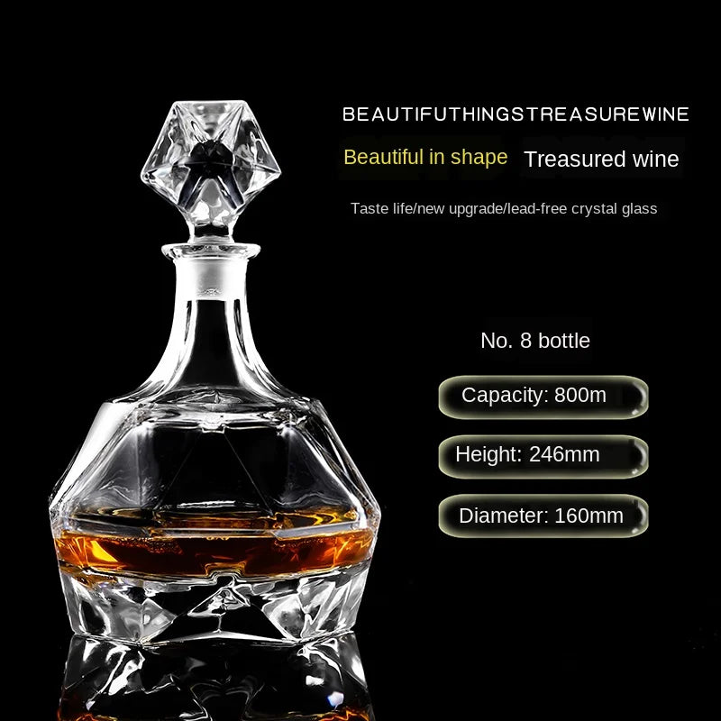 Crystal Glass Wine Red Bottle + Cups Wine Decanter Whiskey Liqour Pourer Home Bar Vodka Beer Bottle Jar Jug JR