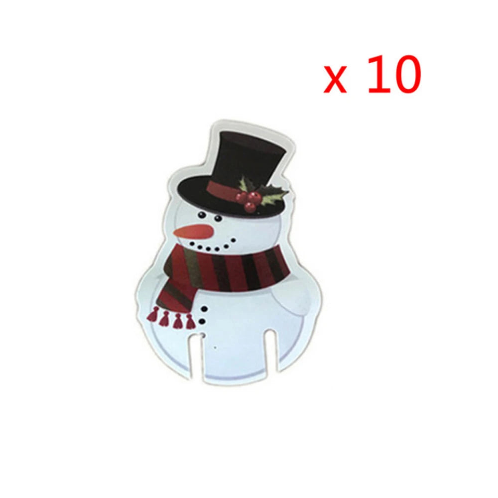 10PCS Christmas Cup Card Santa Hat Wine Glass Decor Ornaments Navidad Noel New Year Gift Christmas Decorations