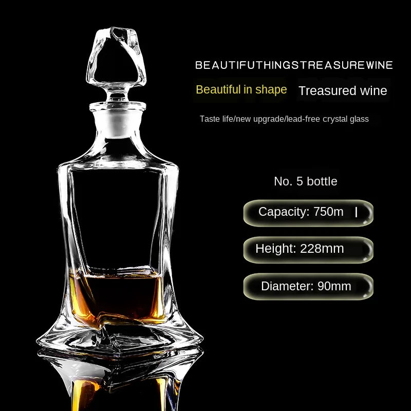 Crystal Glass Wine Red Bottle + Cups Wine Decanter Whiskey Liqour Pourer Home Bar Vodka Beer Bottle Jar Jug JR