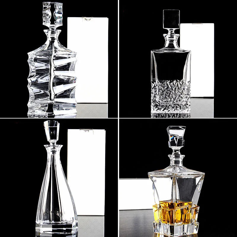 Crystal Glass Wine Red Bottle + Cups Wine Decanter Whiskey Liqour Pourer Home Bar Vodka Beer Bottle Jar Jug JR