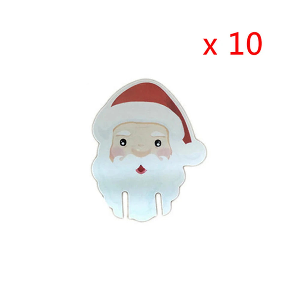 10PCS Christmas Cup Card Santa Hat Wine Glass Decor Ornaments Navidad Noel New Year Gift Christmas Decorations