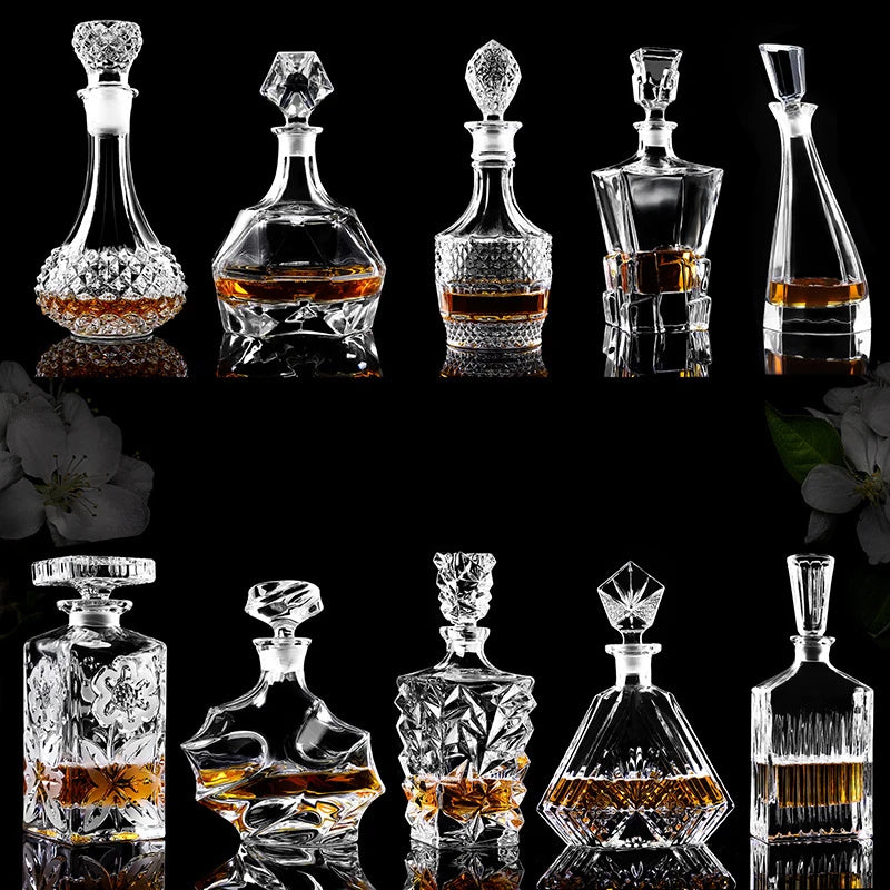 Barware crystal glass lead-free whiskey decanter for Liquor Scotch Bourbon Liquor Glass Alcohol Bottle