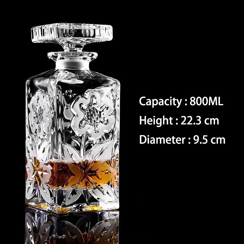 Barware crystal glass lead-free whiskey decanter for Liquor Scotch Bourbon Liquor Glass Alcohol Bottle