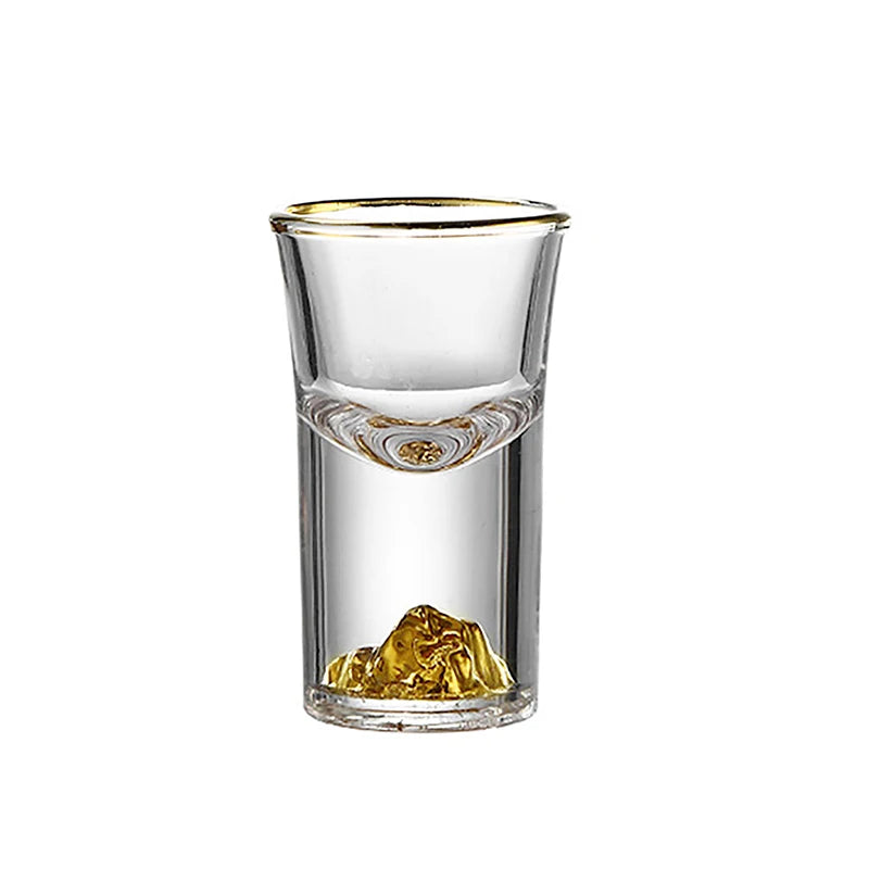 10ML Crystal Glass Vodka Glass Sake Shochu Glass Bar Liqueur Double Bottom Gold Foil Glass Tea Cup High-end Gifts Hard Liquor