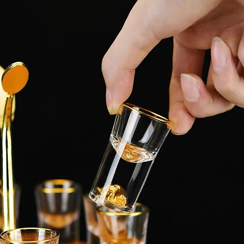 10ML Crystal Glass Vodka Glass Sake Shochu Glass Bar Liqueur Double Bottom Gold Foil Glass Tea Cup High-end Gifts Hard Liquor