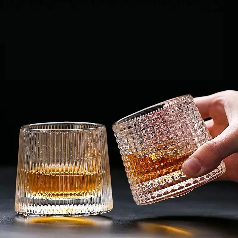 Creative Thick Crystal Whiskey Tumbler Glass, Spinning Tops Design, Hammer Glasses, Wine Brandy Cup, 250ml home drinkware