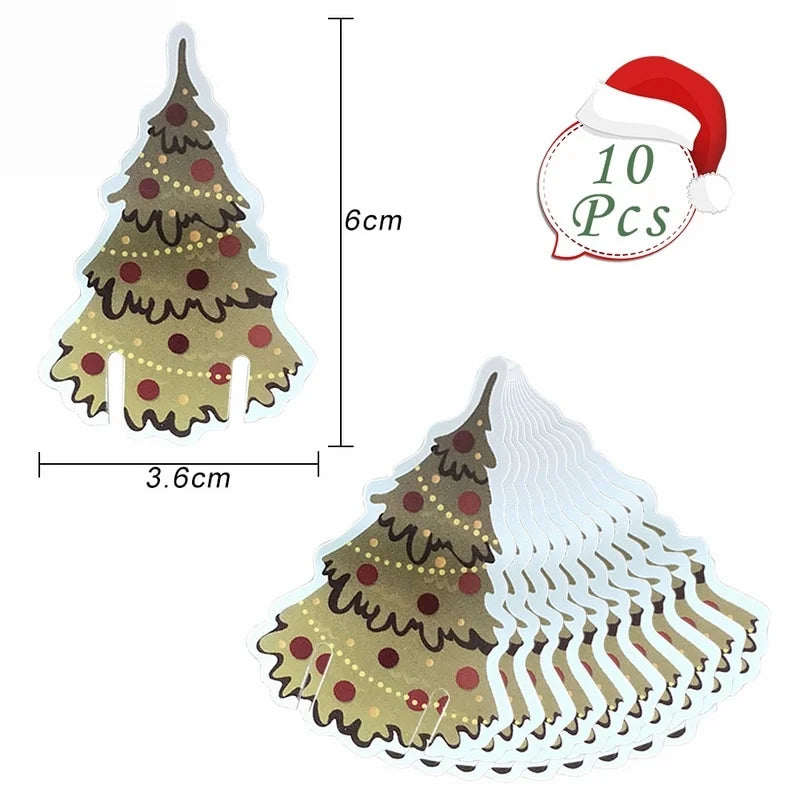 10PCS Christmas Cup Card Santa Hat Wine Glass Decor Ornaments Navidad Noel New Year Gift Christmas Decorations