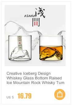 Creative Iceberg Design Whiskey Glass Bottom Raised Ice Mountain Rock Whisky Tumbler Gift Package Liquor Shot Glasses Wine Cup