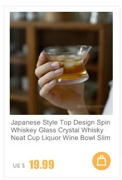 Japanese Artistic Conception Falling Sakura Snow Whiskey Glass Sake Red Wine Tasting Tumbler Wood Present Box Whisky Neat Cup