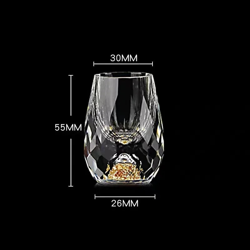 Luxury Crystal Vodka Sake Double Bottom Gold Foil Glass Teacup High End Gift Liquor Wine Glass Cup