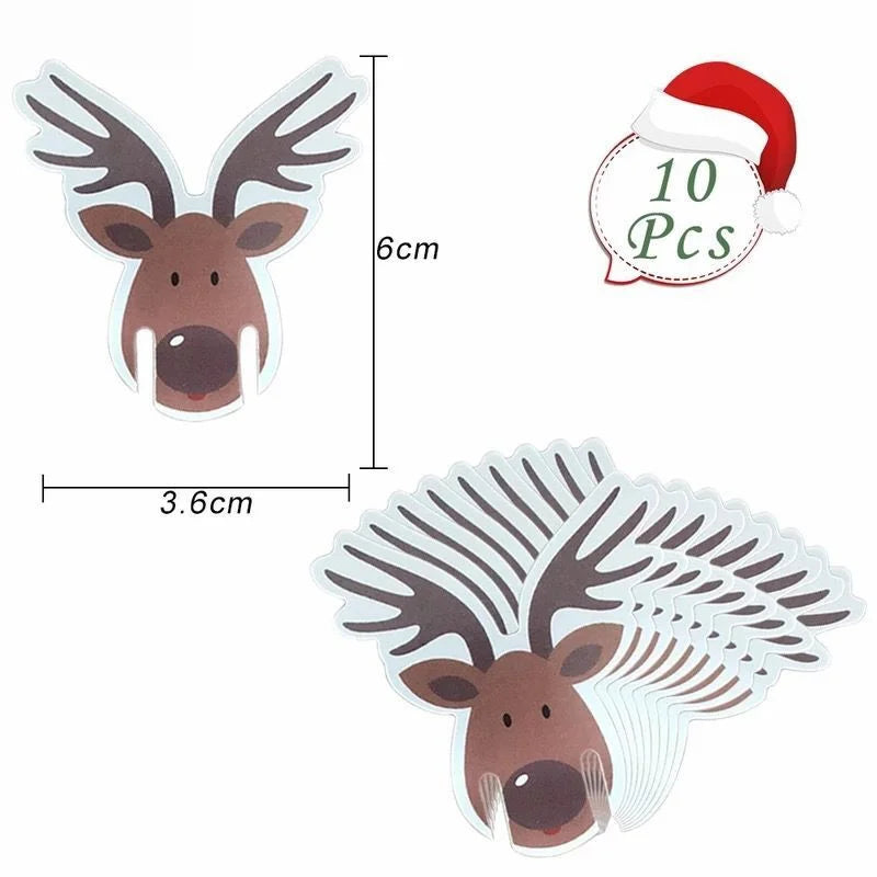 10PCS Christmas Cup Card Santa Hat Wine Glass Decor Ornaments Navidad Noel New Year Gift Christmas Decorations