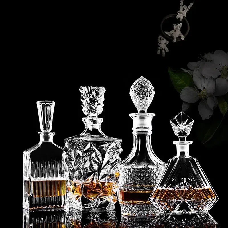 Barware crystal glass lead-free whiskey decanter for Liquor Scotch Bourbon Liquor Glass Alcohol Bottle