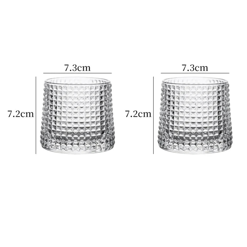 2pcs 3pcs Irregular Whiskey Glass 160ml Spinning Cup Rotating Beer Brandy Cocktail Drinking Tumbler Down Glass Wine Cups