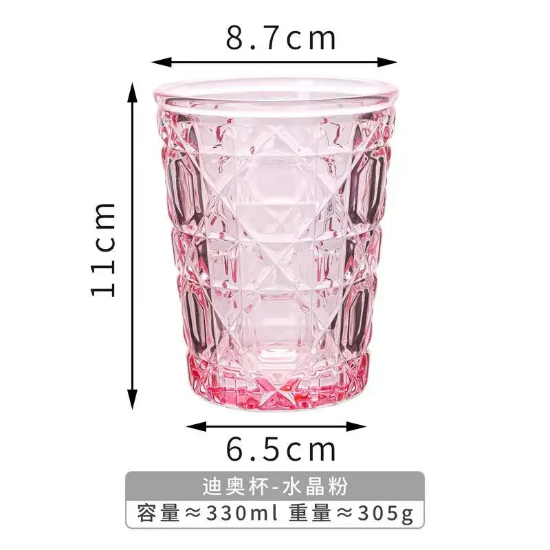 Artistic Fashion 300-350ml Plaid Round Wine Glass Handmade Crystal Glass Whiskey Vodka Sake Liquor Cup Exquisite Drinkware