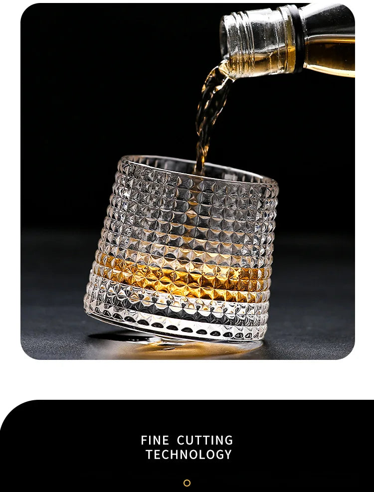 Creative Thick Crystal Whiskey Tumbler Glass, Spinning Tops Design, Hammer Glasses, Wine Brandy Cup, 250ml home drinkware