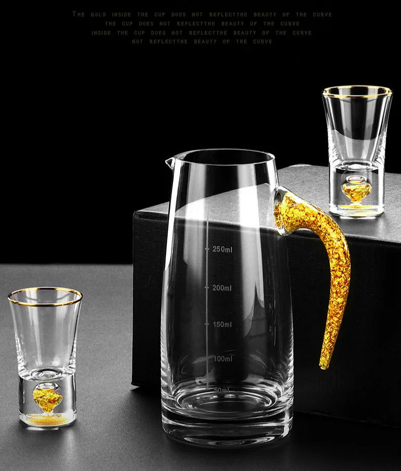 24K Gold Foil Crystal Liquor Spirits Shot Glass Bar High Grade Golden Sake Vodka Small Shots Wine Glasses Cup Vasos De Cristal