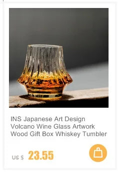 Japanese Artistic Conception Falling Sakura Snow Whiskey Glass Sake Red Wine Tasting Tumbler Wood Present Box Whisky Neat Cup