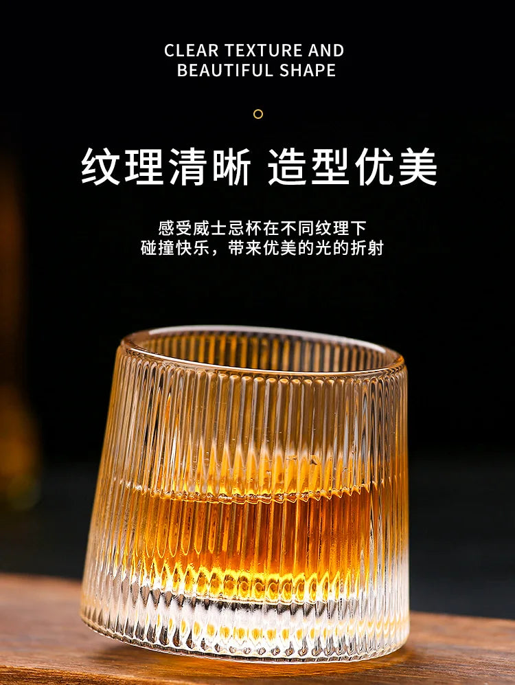 Creative Thick Crystal Whiskey Tumbler Glass, Spinning Tops Design, Hammer Glasses, Wine Brandy Cup, 250ml home drinkware