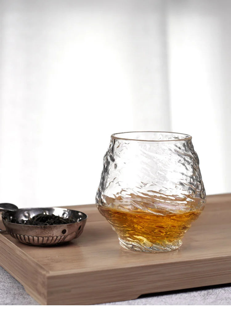 Japanese Artistic Conception Falling Sakura Snow Whiskey Glass Sake Red Wine Tasting Tumbler Wood Present Box Whisky Neat Cup