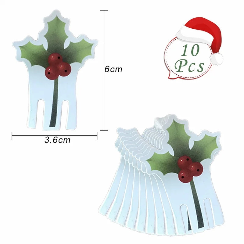 10PCS Christmas Cup Card Santa Hat Wine Glass Decor Ornaments Navidad Noel New Year Gift Christmas Decorations