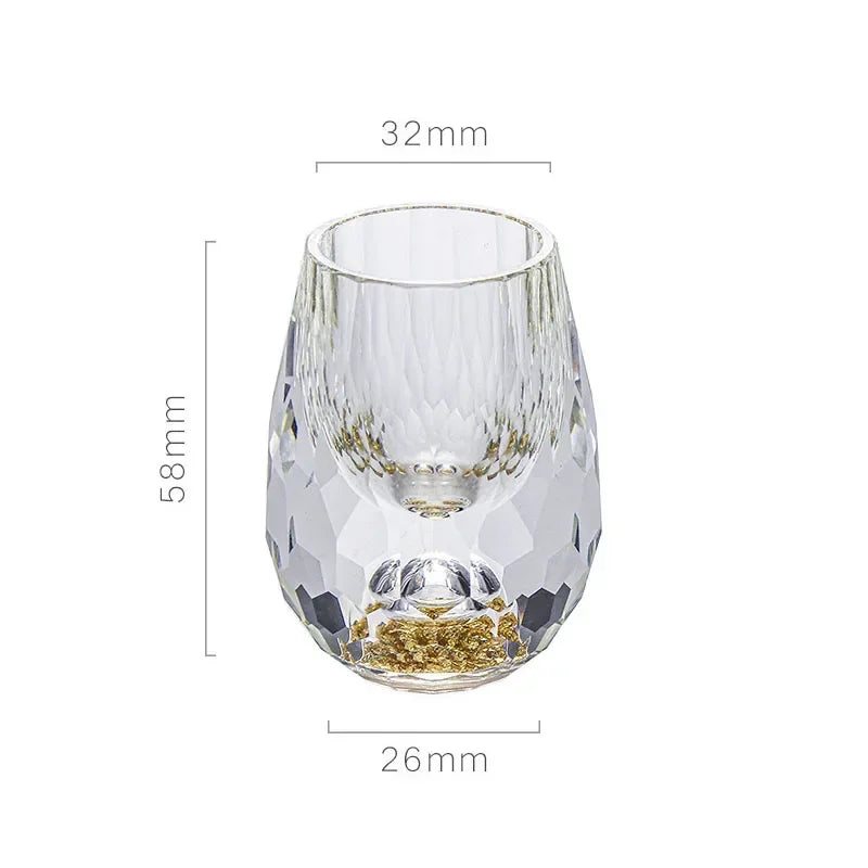 Luxury Crystal Vodka Sake Double Bottom Gold Foil Glass Teacup High End Gift Liquor Wine Glass Cup