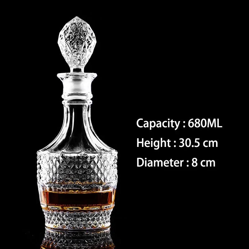 Barware crystal glass lead-free whiskey decanter for Liquor Scotch Bourbon Liquor Glass Alcohol Bottle