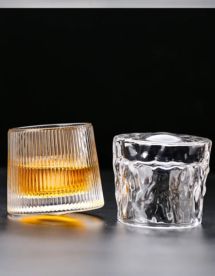 Creative Thick Crystal Whiskey Tumbler Glass, Spinning Tops Design, Hammer Glasses, Wine Brandy Cup, 250ml home drinkware