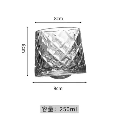 Creative Thick Crystal Whiskey Tumbler Glass, Spinning Tops Design, Hammer Glasses, Wine Brandy Cup, 250ml home drinkware